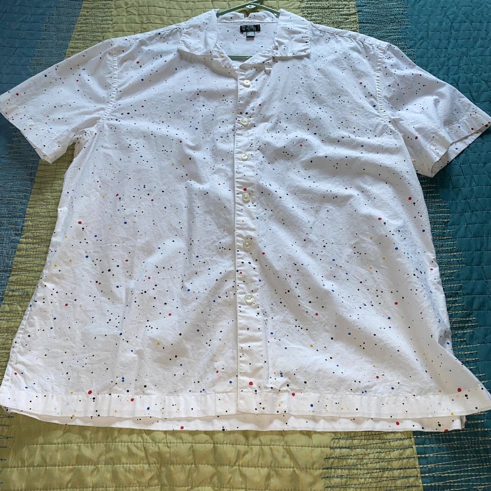 City Streets Paint Splatter Short Sleeve Button Down Shirt